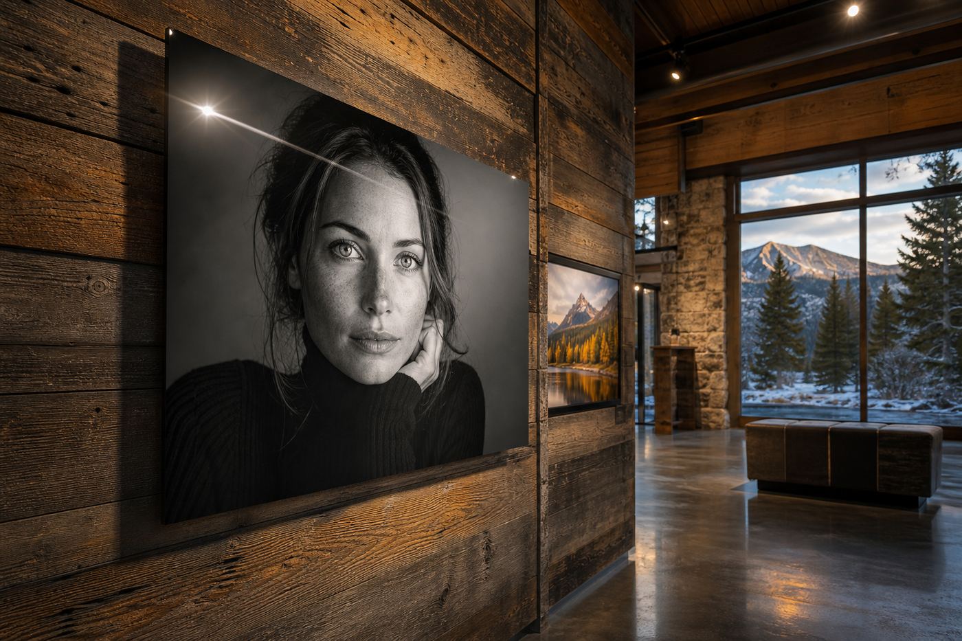 Fine art black and white portrait metal print