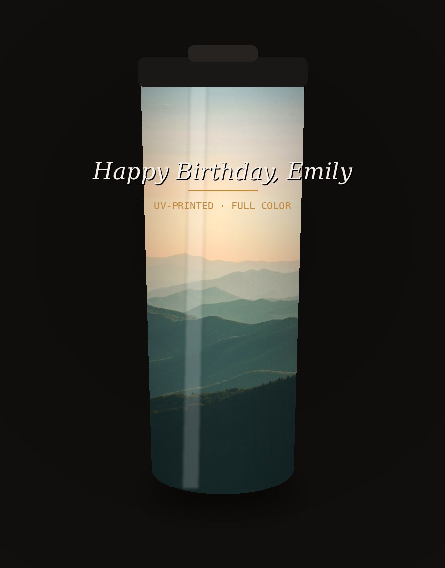 Birthday gift set — personalized photo tumbler
